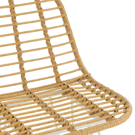 Barkruk Nuria - Rotan naturel / wit frame